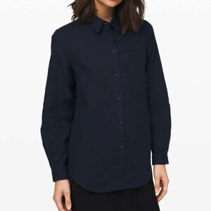 Lululemon Full Day Ahead Long Sleeve Relaxed Fit Navy Flannel Shirt